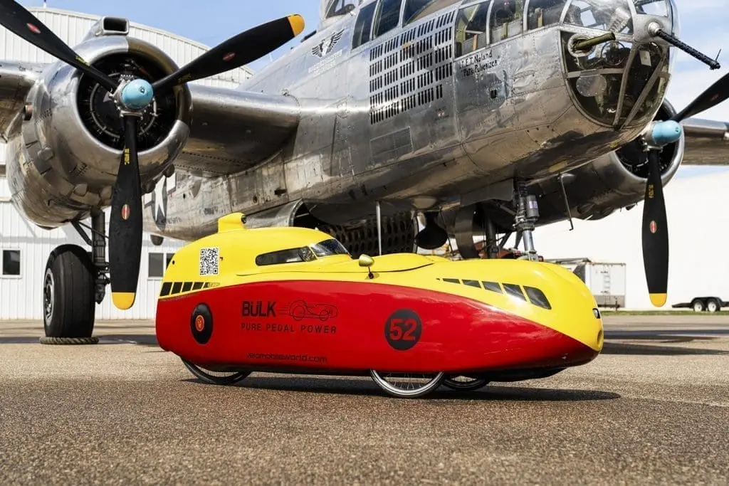 Andrew K. velomobile ambassador with a velomobile