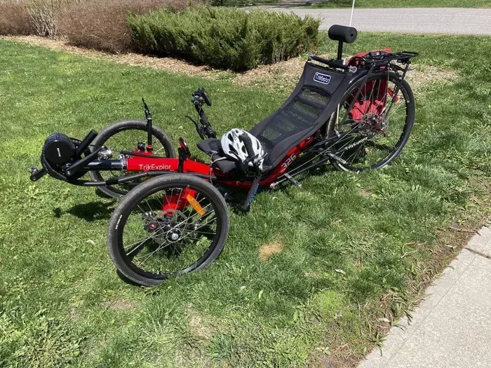 A recumbent bike in a natural environment
