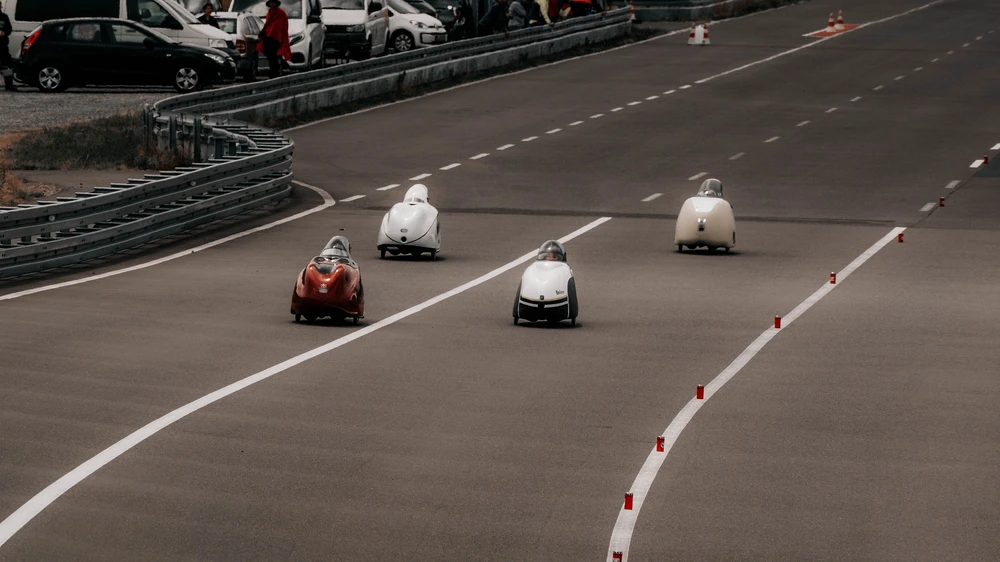 Velomobiles on the race track of aldenhoven