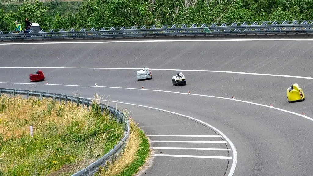 Velomobiles on the racetrack of aldenhoven